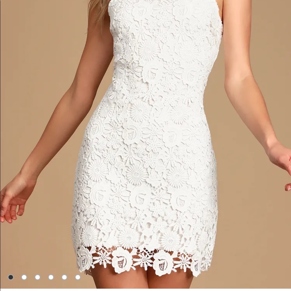Lulus white lace mini dress- style Love poem